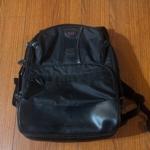 Tumi Black Men's Backpack with Leather Accents